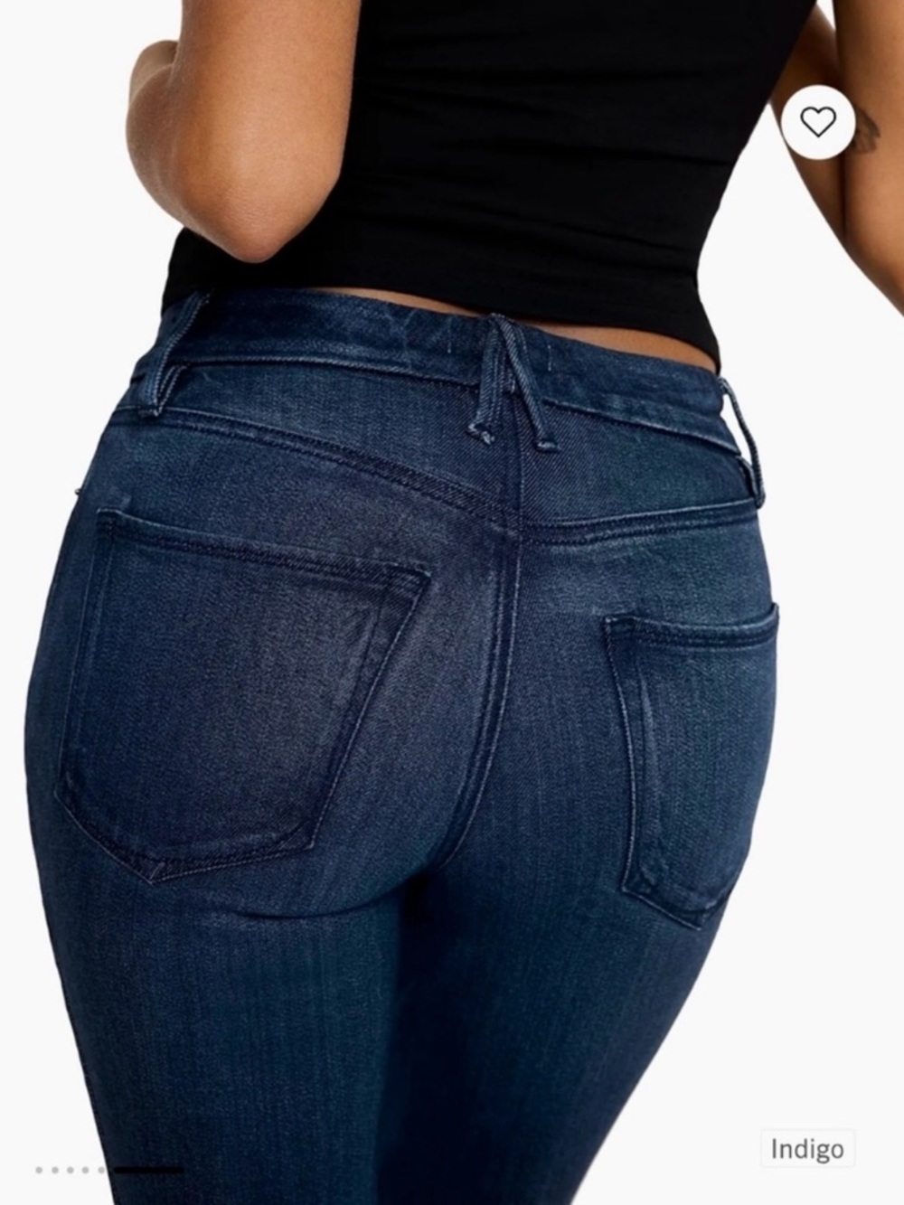 Good American Indigo High-Rise Flare Jeans - Dark Blue - Picture 4 of 7